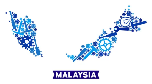 Komposisi Peta Malaysia Instrumen - Stok Vektor