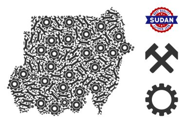 Endüstriyel araçlar mozaik Sudan Haritası