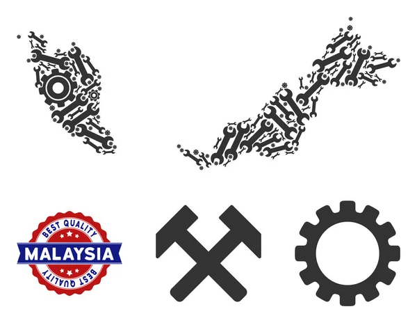 Состав Малайзия Карта ремонтных инструментов — стоковый вектор