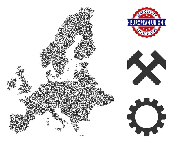 Mosaïque Union européenne Carte des outils industriels — Image vectorielle