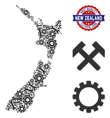 Onarım araçları kolaj Yeni Zelanda Haritası