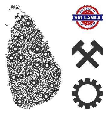 Hizmet araçları kolaj Sri Lanka Adası Haritası
