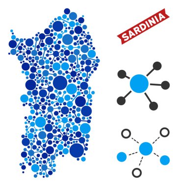 İtalyan Sardunya Adası harita bağlantıları kolaj