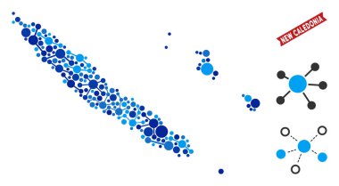 Yeni Kaledonya Adaları bağlantılar mozaik harita