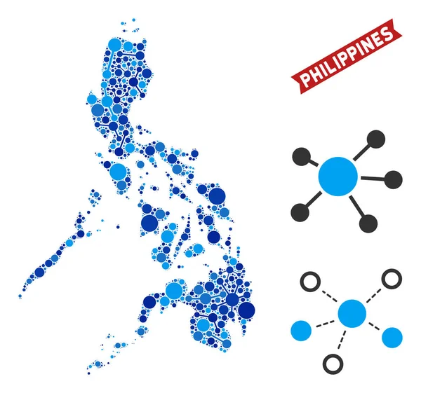 Filippinerna karta länkar mosaik — Stock vektor