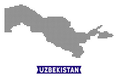 Pixelated Özbekistan Haritası