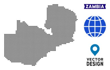 Pixelated Zambiya Haritası
