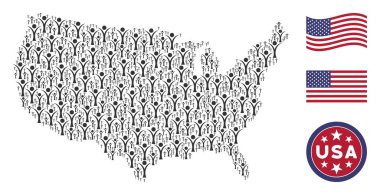 Amerikan harita stilizasyon soyut adamın