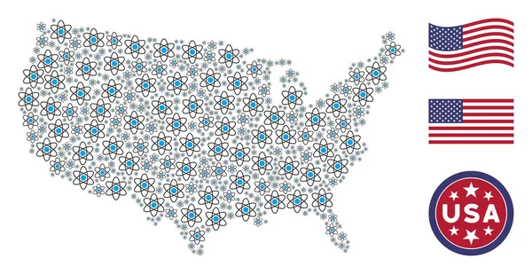 Amerykański mapę kolaż atomu — Wektor stockowy