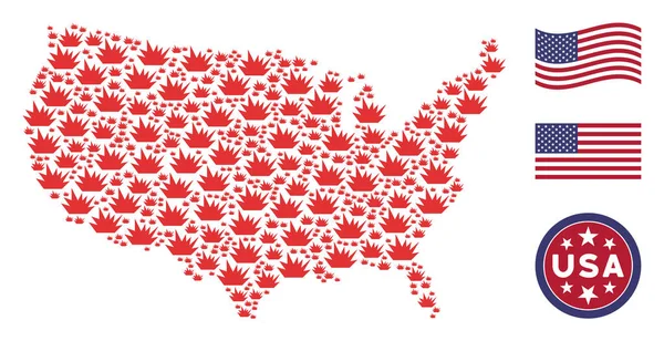 Estados Unidos Mapa Estilização da Explosão Boom — Vetor de Stock