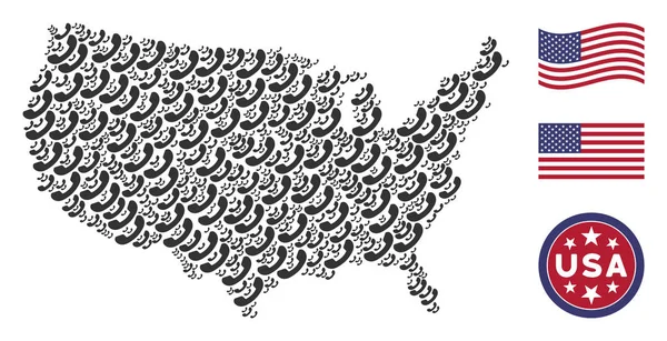 Carte des États-Unis Collage d'appels — Image vectorielle