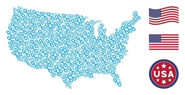 Estados Unidos Mapa Colagem de Cadeia —  Vetores de Stock