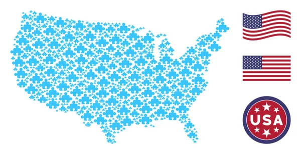 Spojené státy mapa koláž komponenty — Stockový vektor