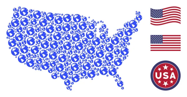 EUA Mapa Estilização da Terra —  Vetores de Stock