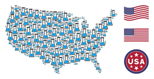 ABD harita Flask mozaiği — Stok Vektör