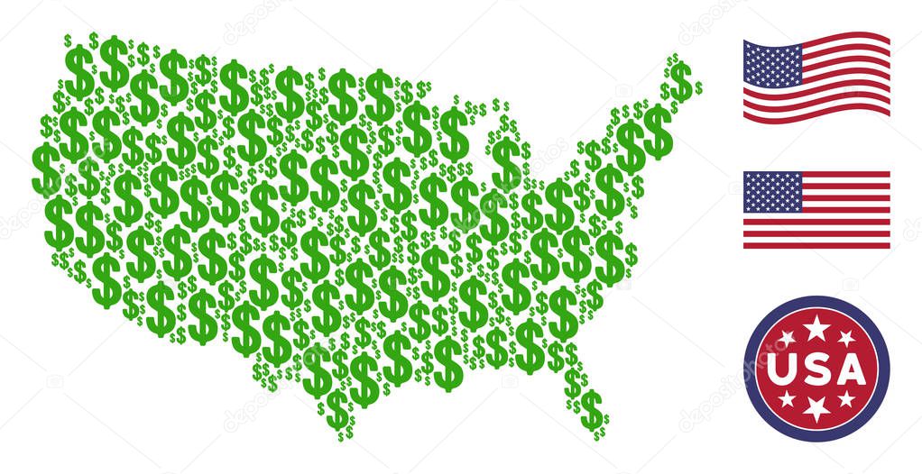 American Map Stylized Composition of Dollar