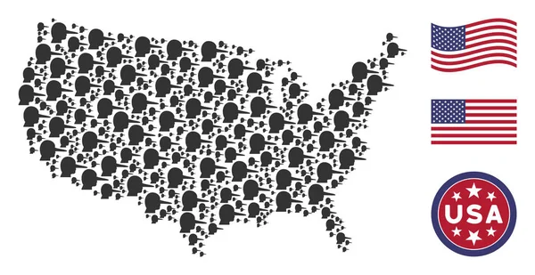 Amerika Birleşik Devletleri harita bir Lier stilize kompozisyon — Stok Vektör