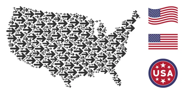 Mapa USA stylizované složení šipka vpravo — Stockový vektor