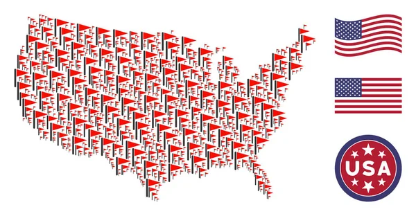 USA Carte Mosaïque de Triangle Drapeau — Image vectorielle