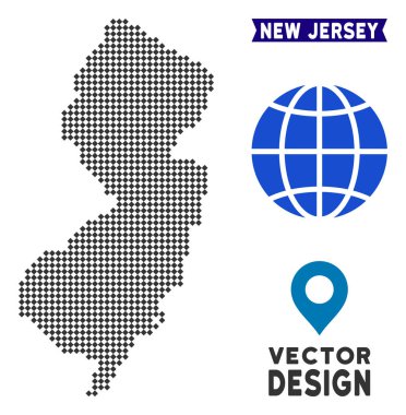 Pixelated yeni Jersey eyalet harita