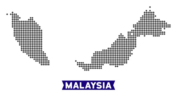 Mapa Dot Malaysia Plano Geográfico Vetorial Cor Cinza Escuro Pixels — Vetor de Stock