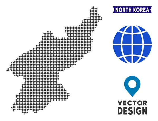 Dot North Korea Map — Stock Vector