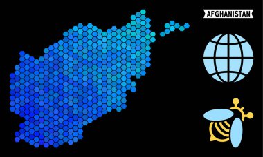 Mavi altıgen Afganistan harita