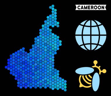 Mavi altıgen Afrika Kamerun Haritası