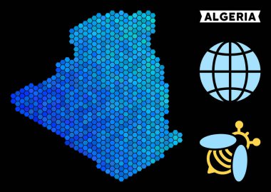 Mavi altıgen Cezayir Haritası