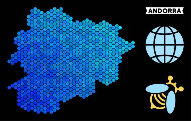 Mavi altıgen Andorra Haritası