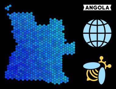 Mavi altıgen Angola Haritası