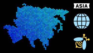 Mavi altıgen Asya harita