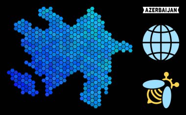 Mavi altıgen Azerbaycan Haritası