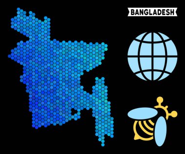 Mavi altıgen Bangladeş Haritası