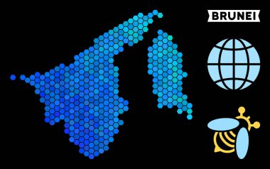 Mavi altıgen Brunei harita