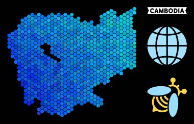 Mavi altıgen Kamboçya Haritası