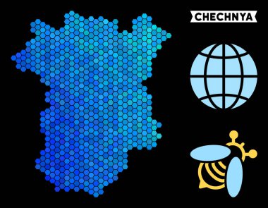 Mavi altıgen Çeçenistan harita