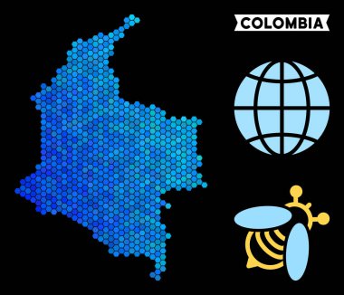 Mavi altıgen Kolombiya Haritası