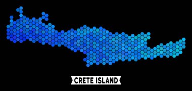 Mavi altıgen Girit Adası Haritası
