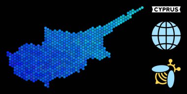 Mavi altıgen Kıbrıs ülkeleri harita