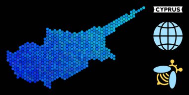 Mavi altıgen Kıbrıs ada Haritası