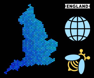 Mavi altıgen İngiltere harita