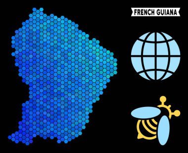 Mavi altıgen Fransız Guyanası Haritası