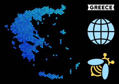 Mavi altıgen Yunanistan Haritası