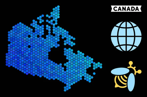 Mapa de Blue Hexagon Canada — Vetor de Stock