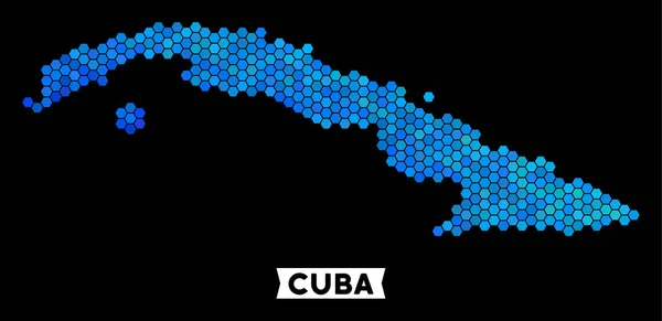 Mappa Blue Hexagon Cuba — Vettoriale Stock