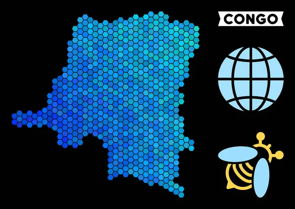 Mavi altıgen Demokratik Cumhuriyeti Kongo Haritası