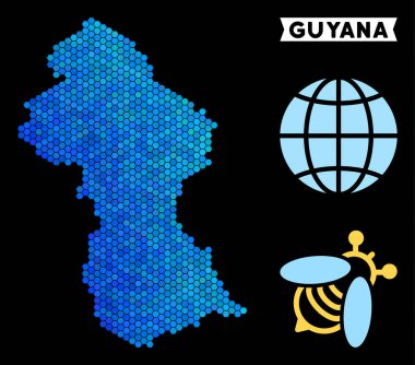 Mavi altıgen Guyana Haritası