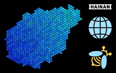 Mavi altıgen Hainan Adası Haritası