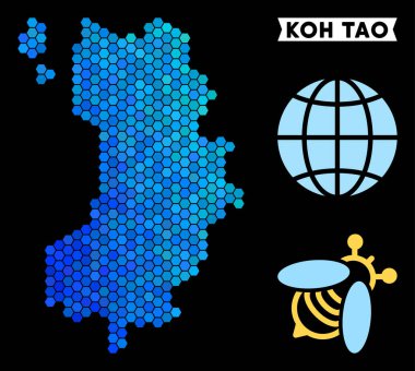 Mavi altıgen Koh Tao Tayland ada Haritası